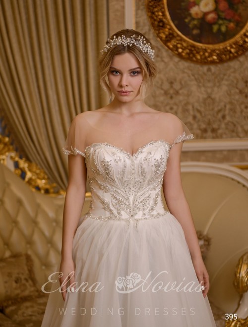 Wedding dress-bustier with sleeves-wings from " ElenaNovias» 395